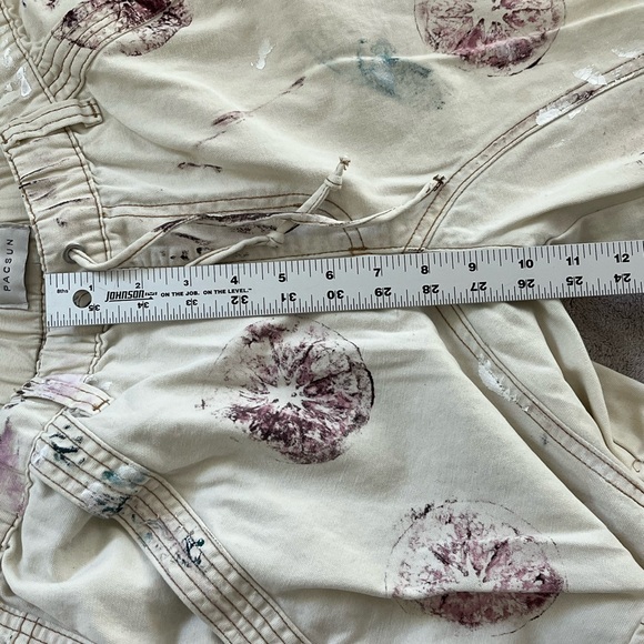 PacSun Retro Painted Baggy Cargo Pants Womens Size M Streetwear Utility Grunge - Picture 12 of 13